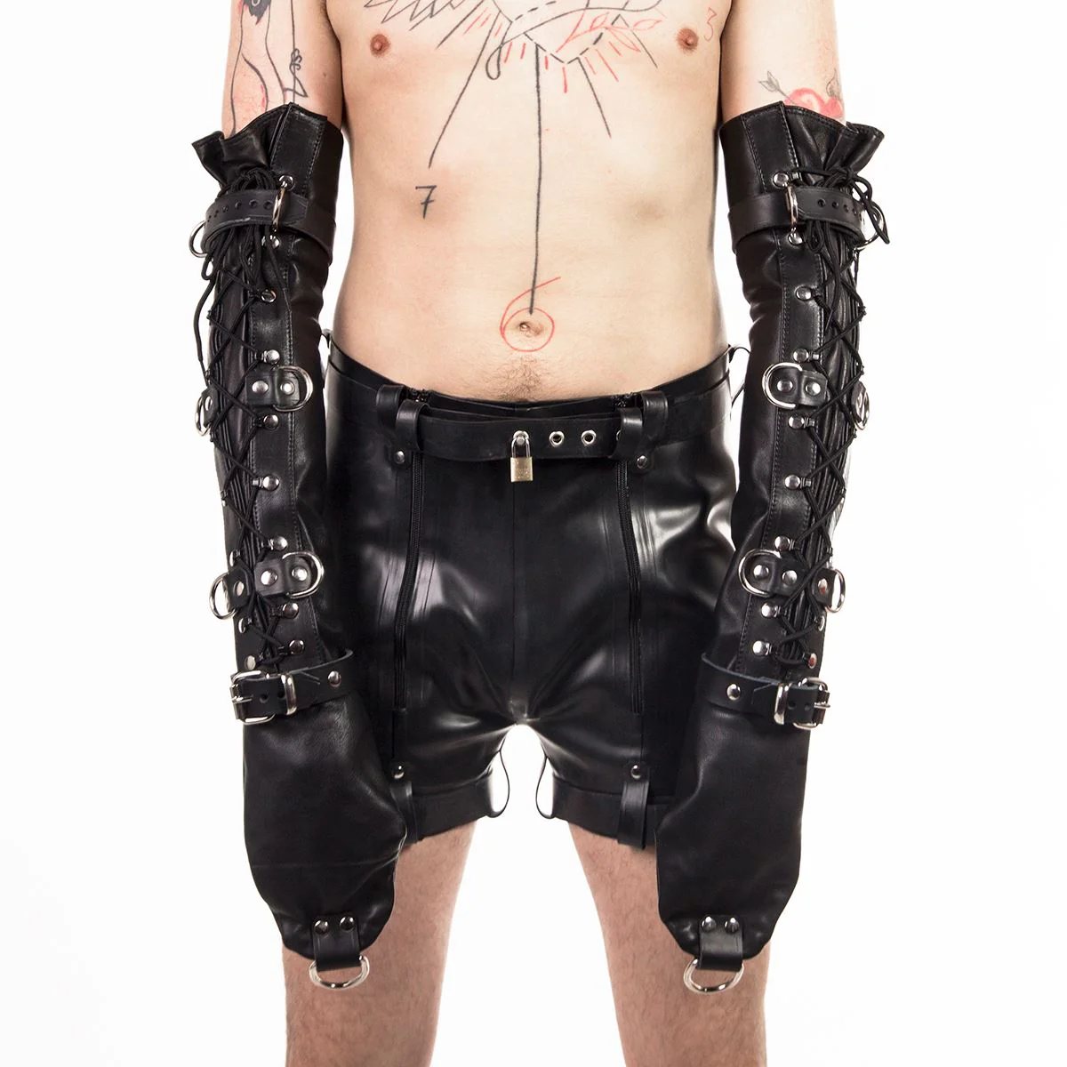 Full Sleeve Bondage Mitts, Leather